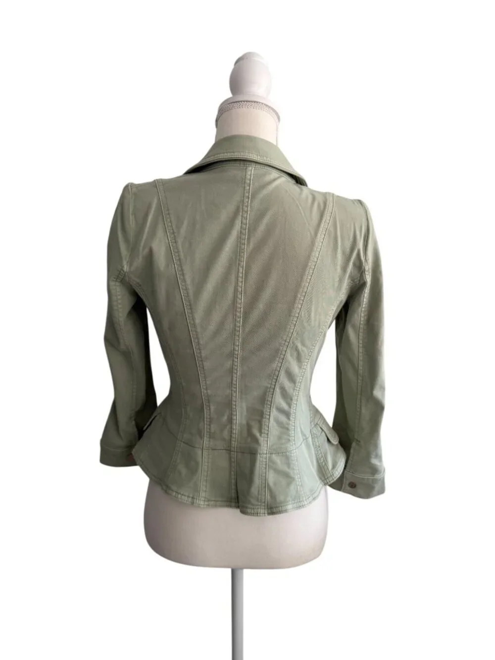 White House Black Market Sage Green Double-Breasted Peplum Blazer - Picture 8 of 9